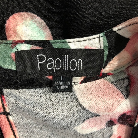 Papillon Floral  Dress Size Large Black/pink - Picture 2 of 8